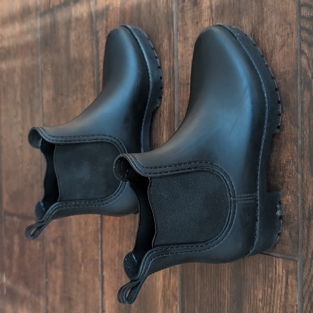 Jeffrey Campbell Black Matte Cloudy Waterproof Chelsea Platform Rain Boots - 8.5 - Picture 5 of 11